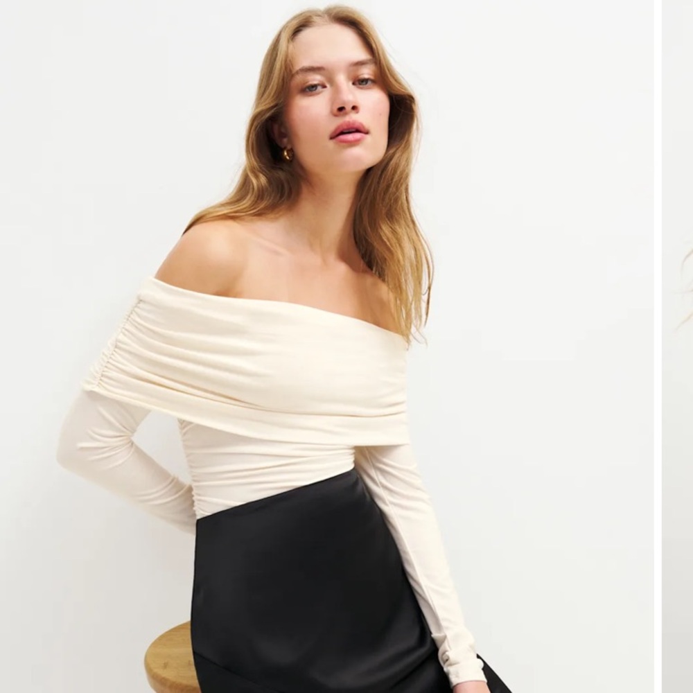 Reformation Florentina Knit Top in Horchata